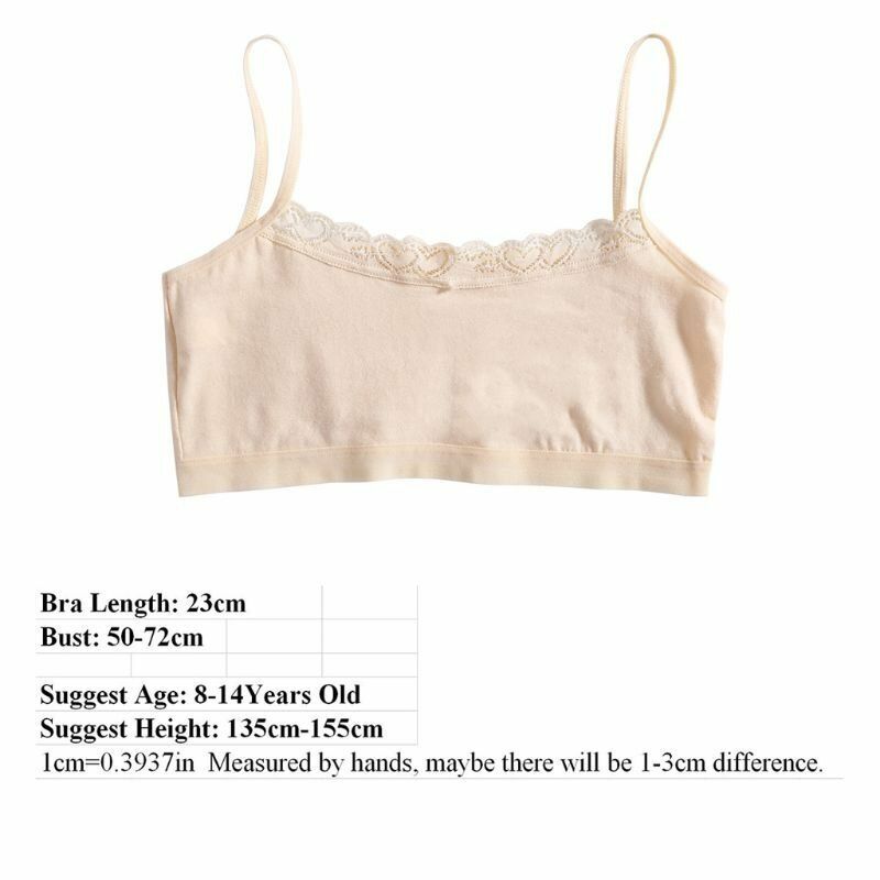 Cotton Bra Girls Training Lace Young Kids Vest Teenage Underwear 8-14Year 4Pcs