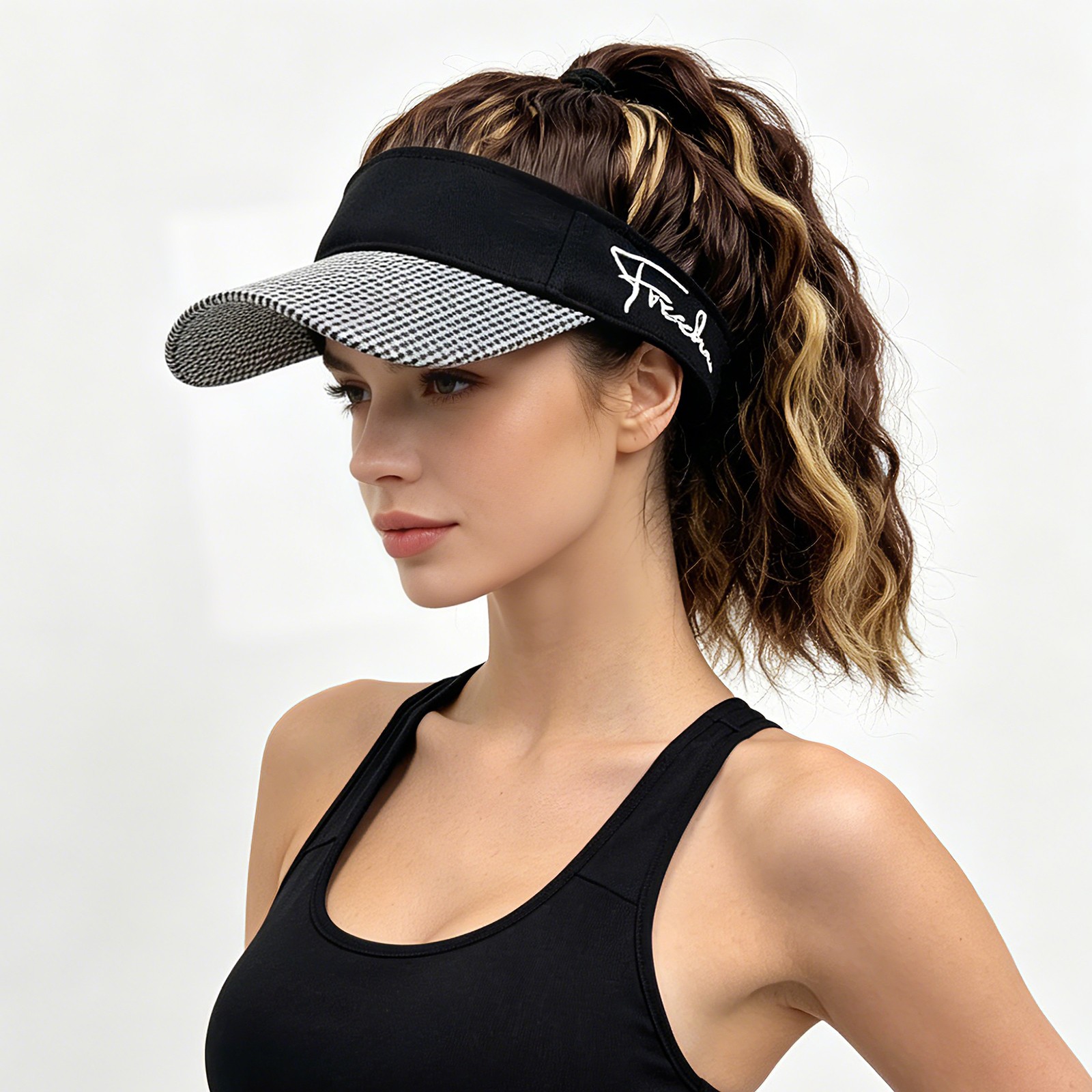 Women’s Baseball Cap with Attached Ponytail Wig Hair Sports Sun Hat Adjustable