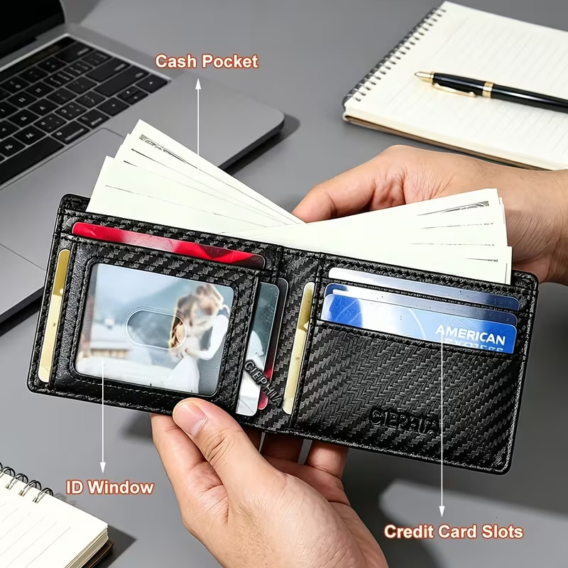 RFID, Blocking Pop Up Wallet, Carbon Fiber Card Holder, Slim Metal Wallet