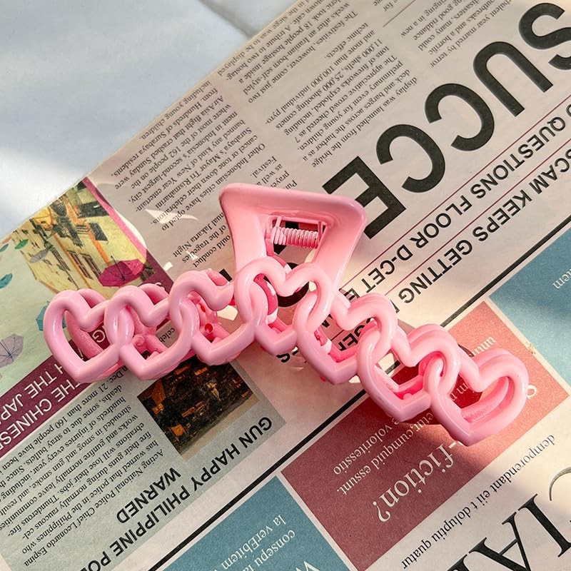 1 PCS Light Pink Heart Hair Claw Clip, Thick Hair, Valentines, Accessories