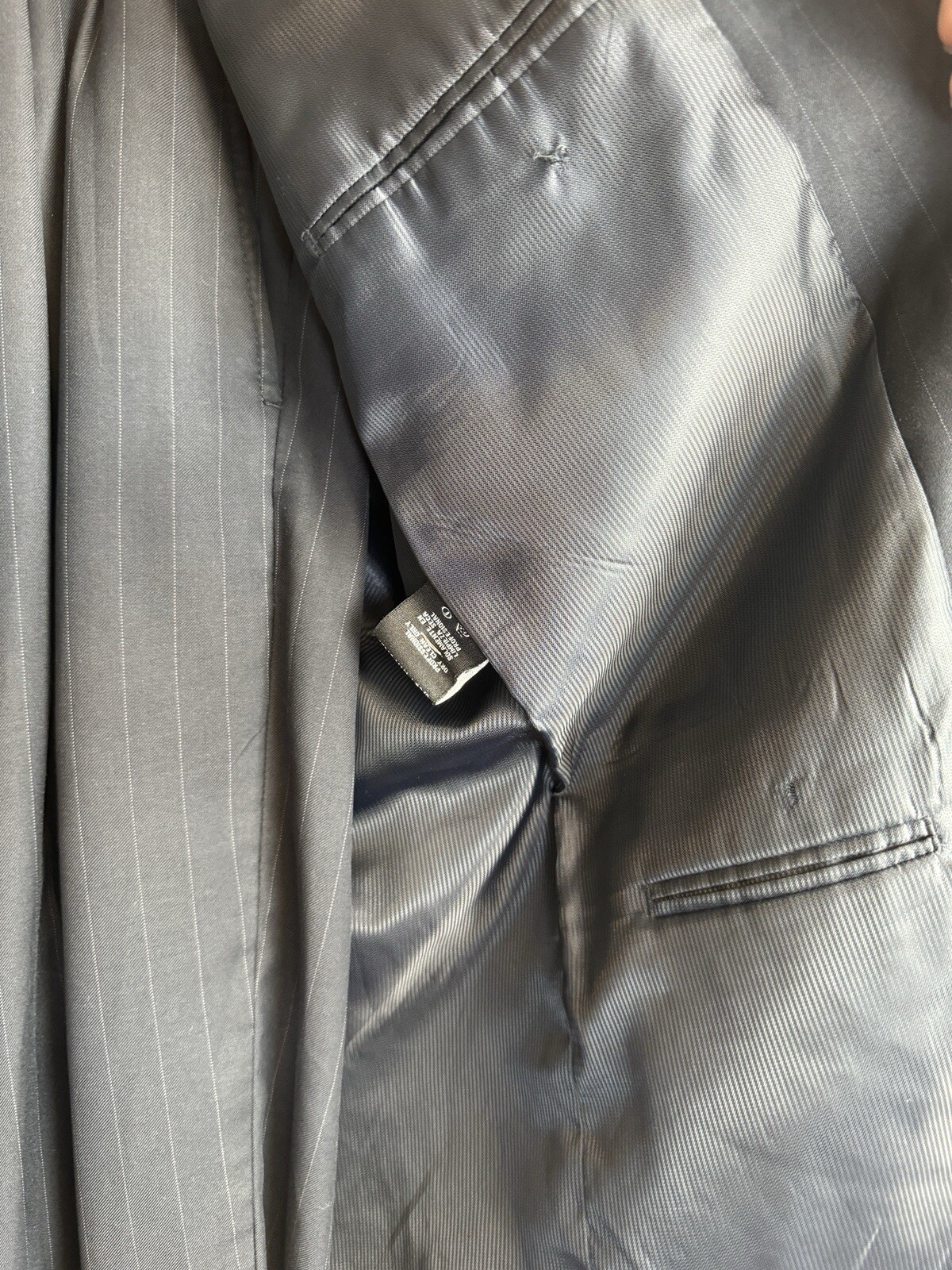 George Men’s Navy Blue Pinstripe Suit 42R 36 x 27 Three Button Blazer Trousers