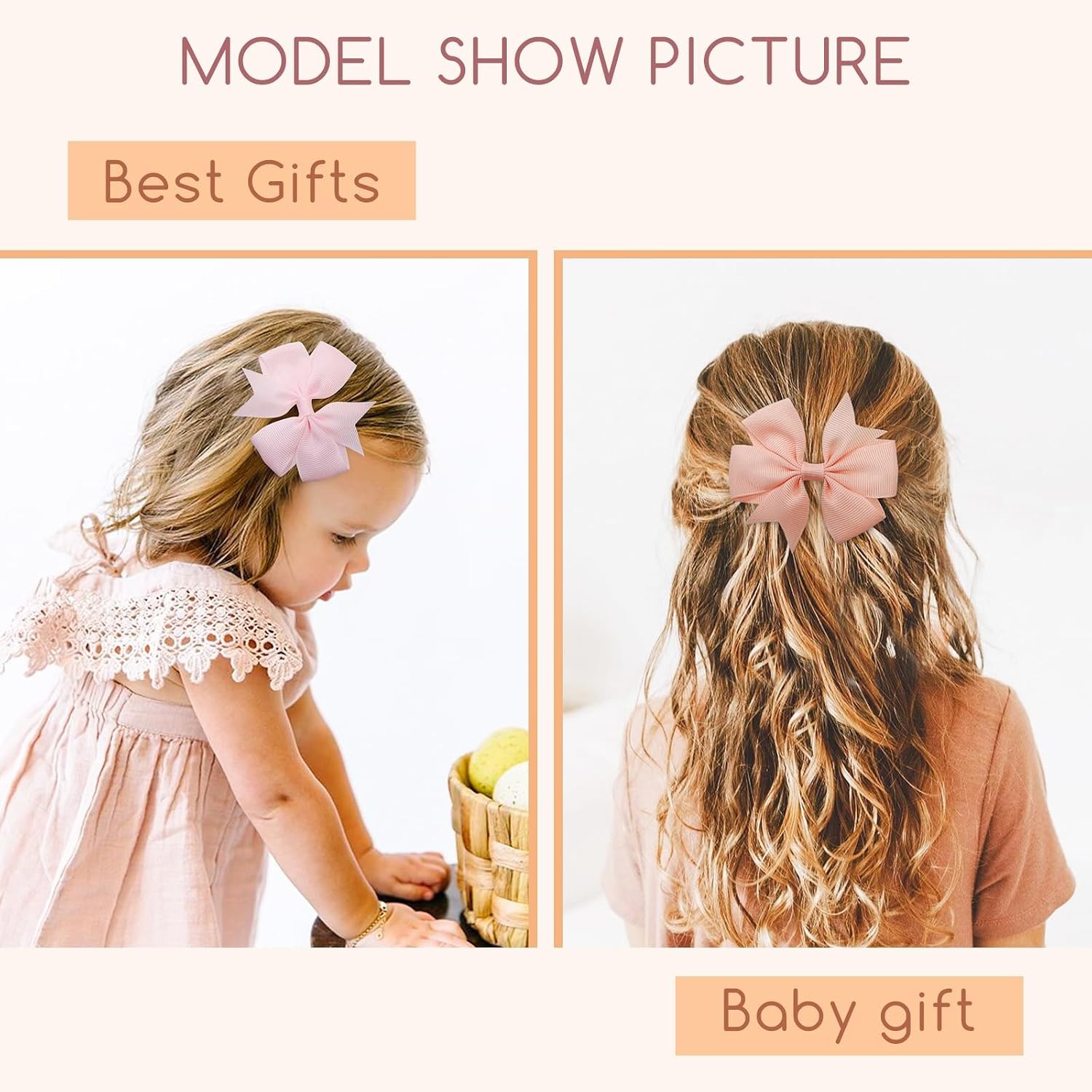 40PCS 3 Inch Hair Bows for Girls Grosgrain Ribbon Toddler Accessories with