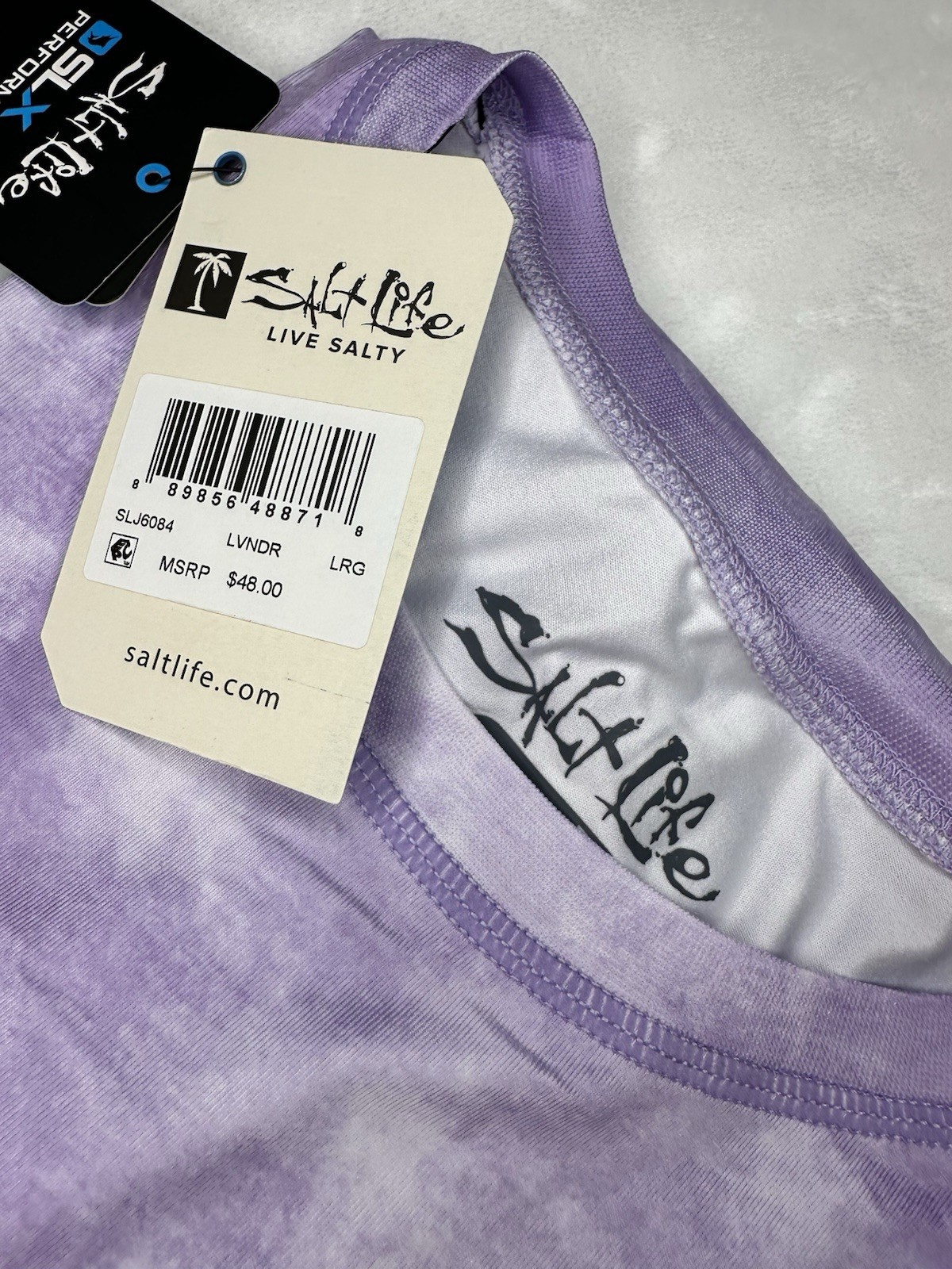 Salt Life SLX Performance Long Sleeve Shirt Womens L Purple Tie Dye NWT