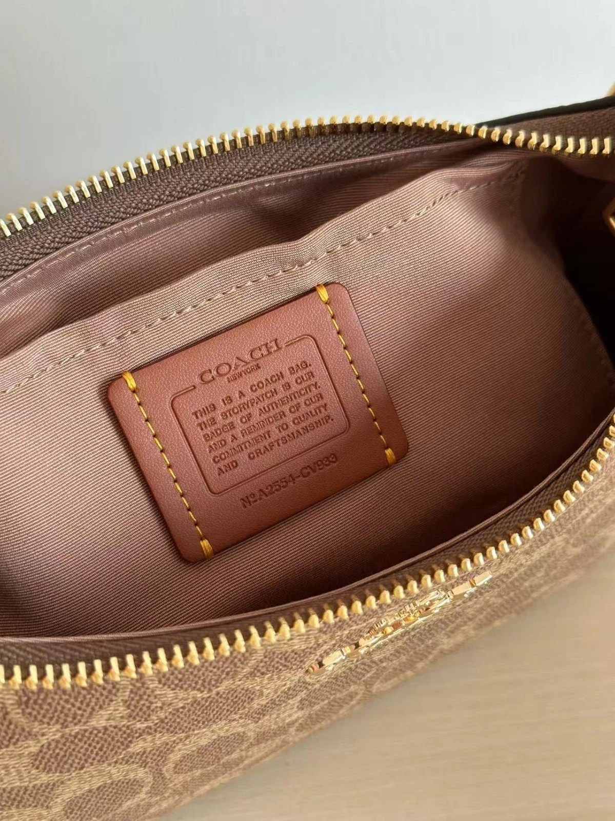 COACH Teri Shoulder Bag In Signature Canvas Gold/Tan/Brown New