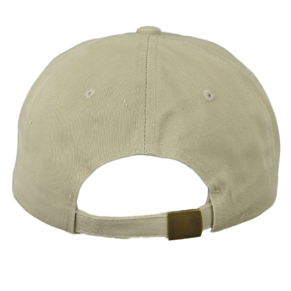 Beige Blank Solid Color Dad Hat Cap Relaxed Slouch Clip Buckle Curved Bill