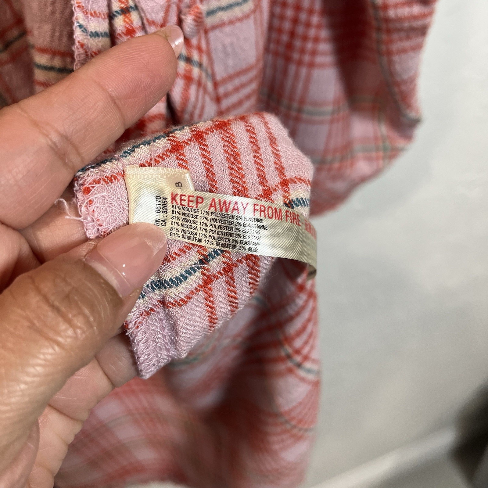 Free People Intimately On Repeat Pink Plaid Tunic Sleep Shirt Dress Large Flaw