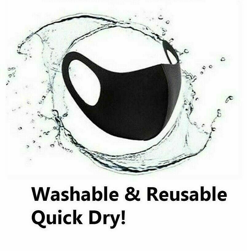 (2ea) RESPIRATOR FILTER FASHION FACE BLACK MASK WASHABLE & REUSABLE