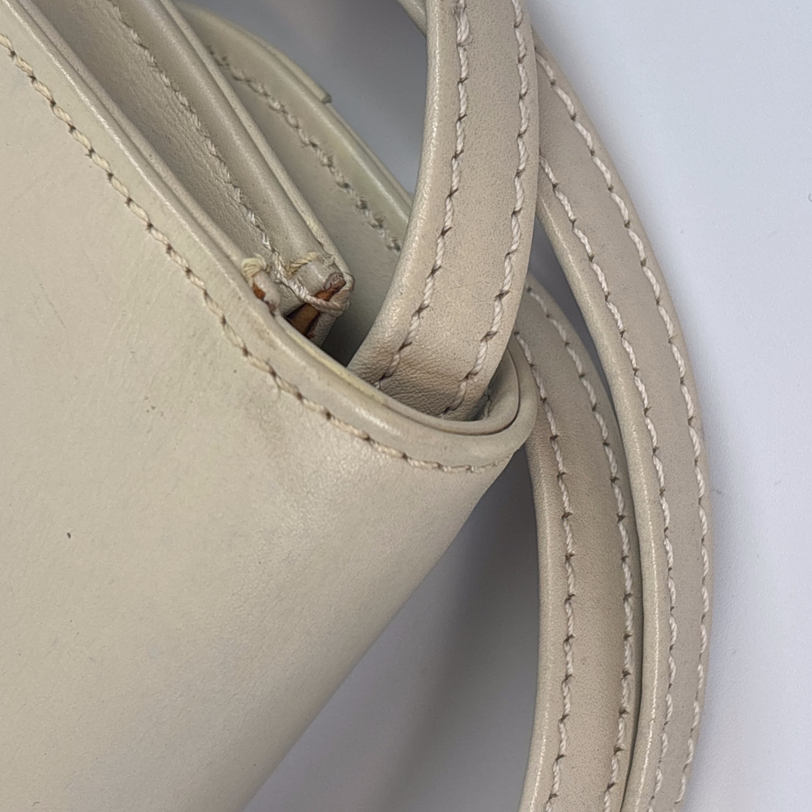 CELINE Leather Shoulder Bag Triomphe Beige Clutch From Japan