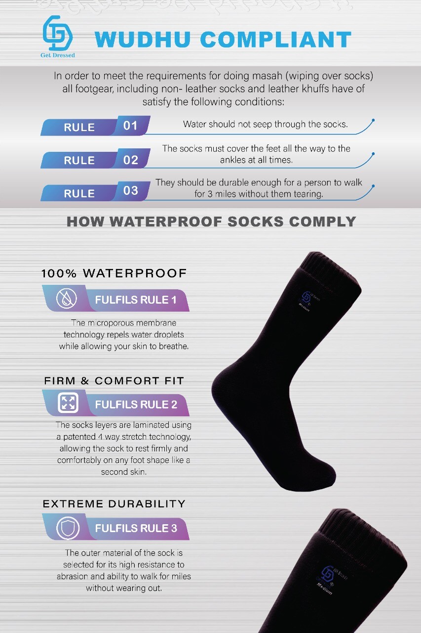 Waterproof Wudhu (Masah) Socks 100% Sharia’h Compliant