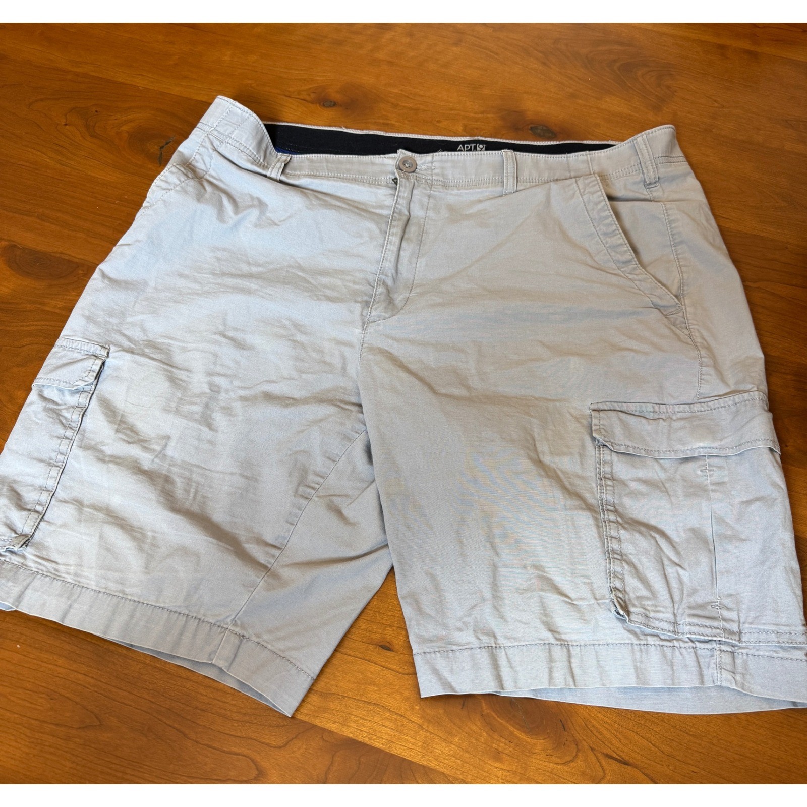 Apt 9 Premier Flex Mens Cargo Shorts Light Gray Size 40 Stretch Cotton Blend