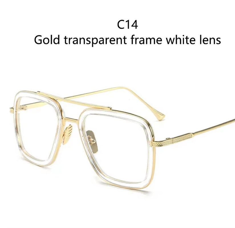 Retro Iron Man Sunglasses Tony Stark Glasses Square Metal Frame for Men Women
