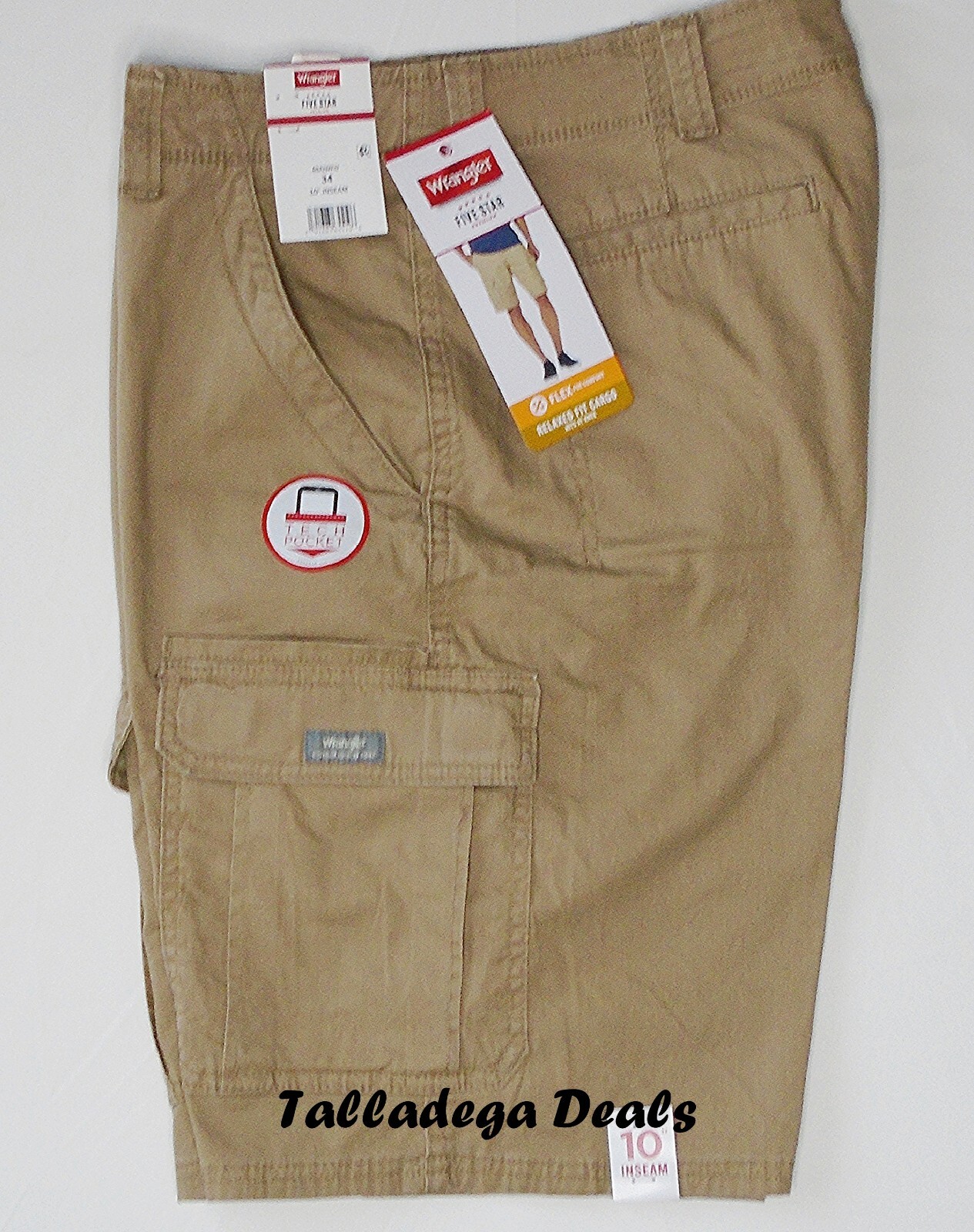 Men’s Wrangler 10 in. Relaxed Fit RipStop Cargo Shorts w/ Stretch CHOOSE SIZES