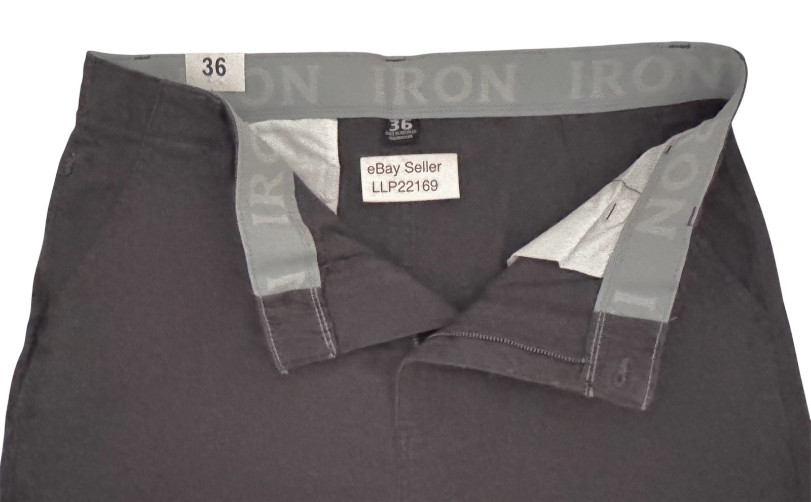 IRON CO Men’s Stretch Shorts (SIZE 36) Flex Waist Flat Front BLUE GREY New Tag!