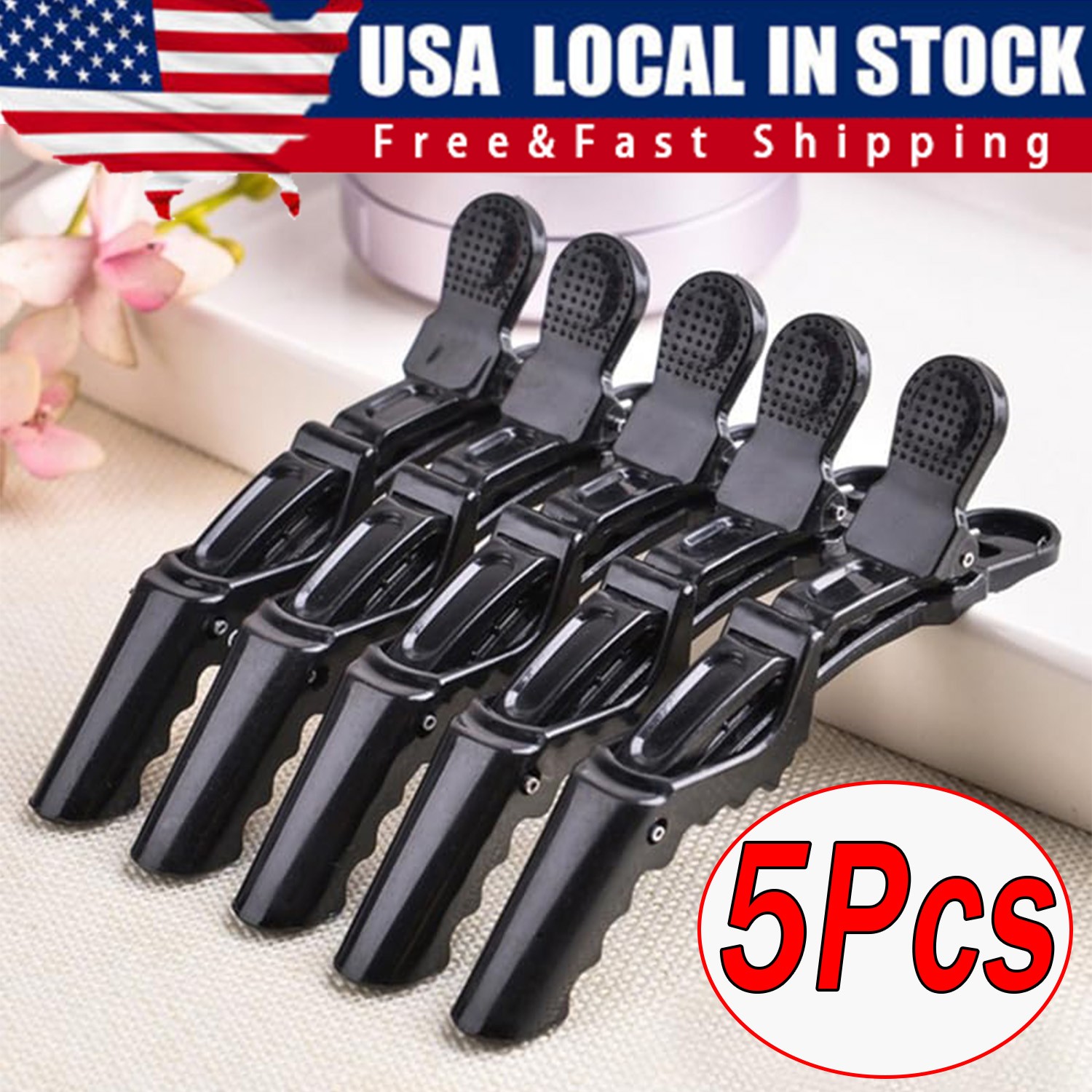 5 PCS Plastic Alligator Hair Clips Non-Slip Hairpins Salon Styling Tool – NEW