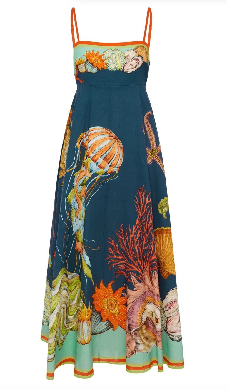 Women’s Alemais Floral New Square Neck Halter Mid-length Dress Ladies