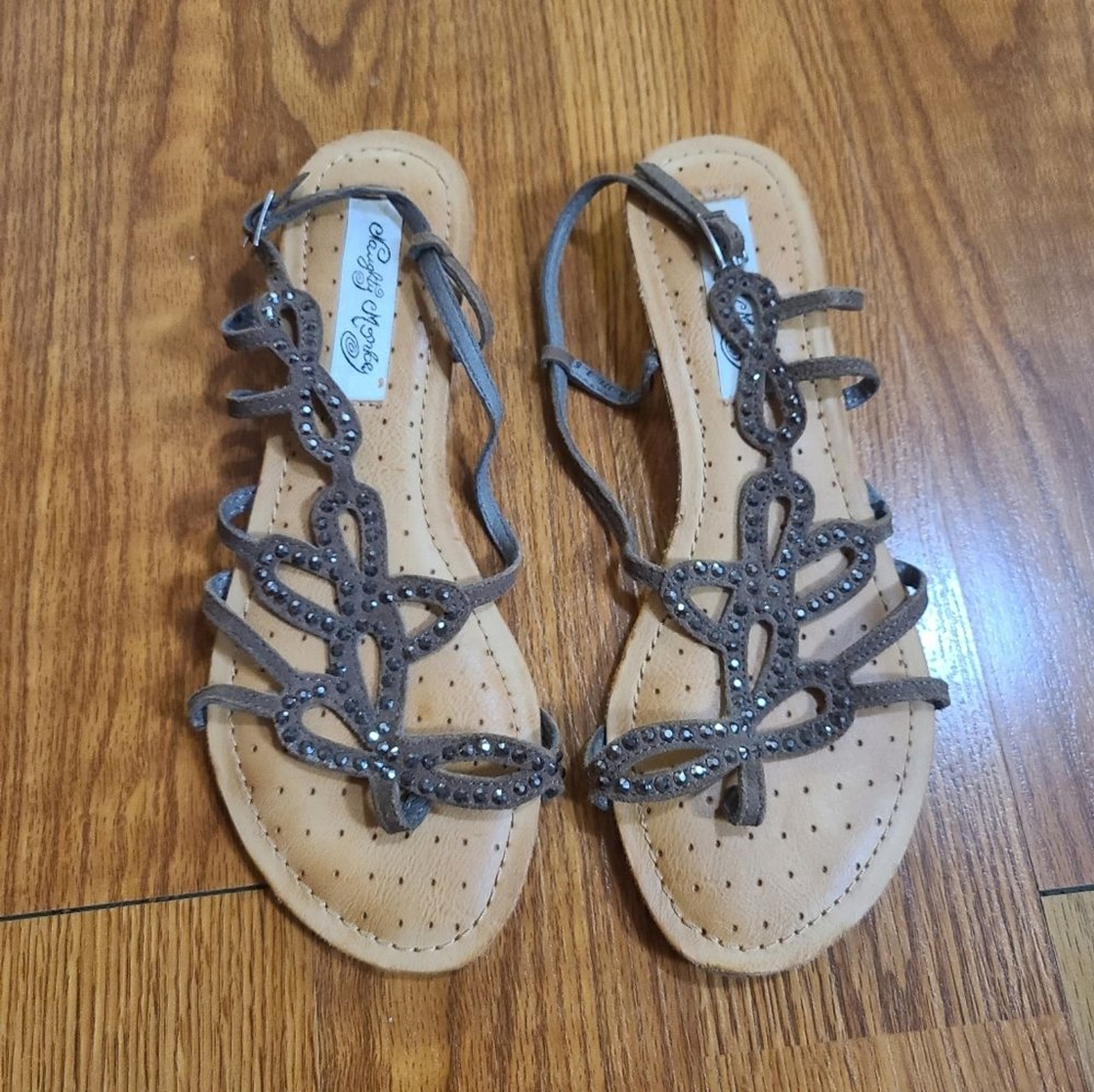 naughty monkey Brown Beaded Strappy Sandals