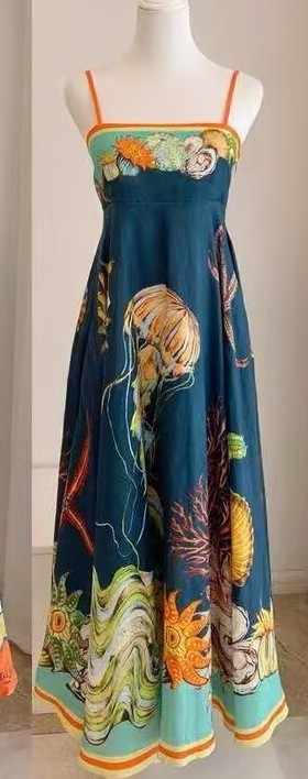 Women’s Alemais Floral New Square Neck Halter Mid-length Dress Ladies