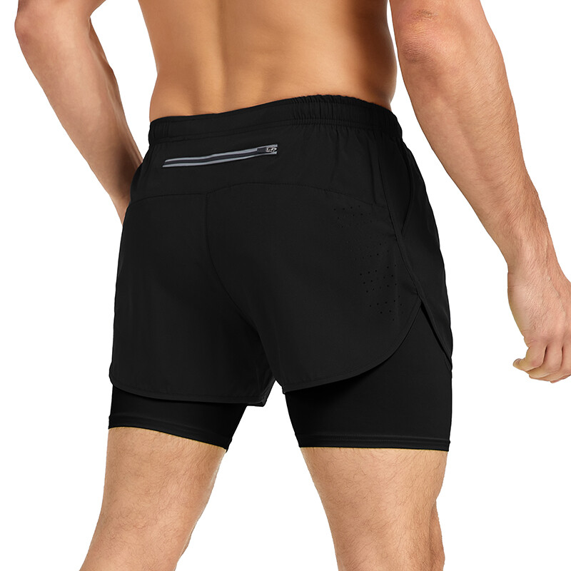 Men’s 2 in 1 Running Shorts Quick Dry Workout Athletic Outdoor Sports Gym Shorts