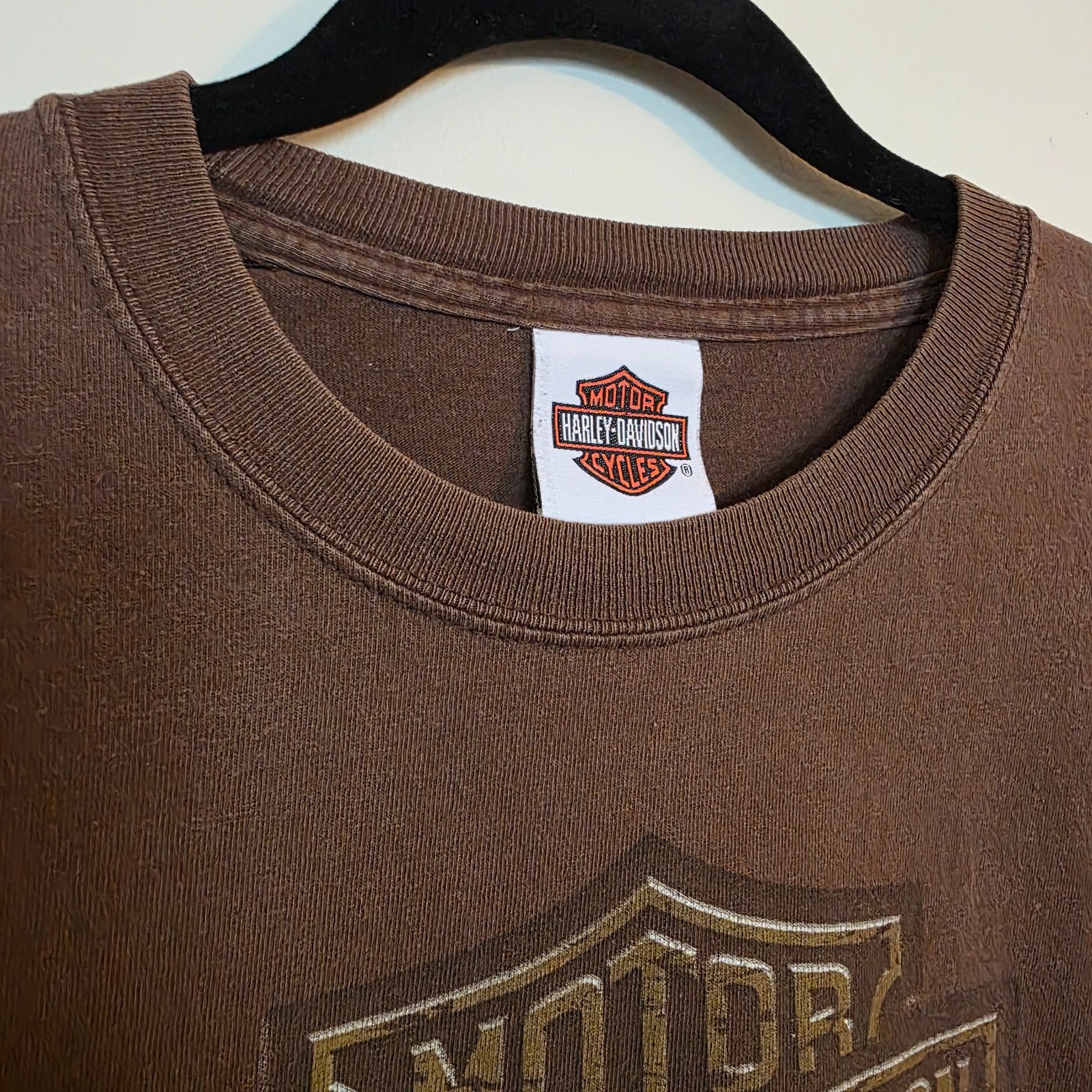 Vintage Harley Davidson Shirt XL Brown Gasoline Alley Red Deer Alberta Pumpjack