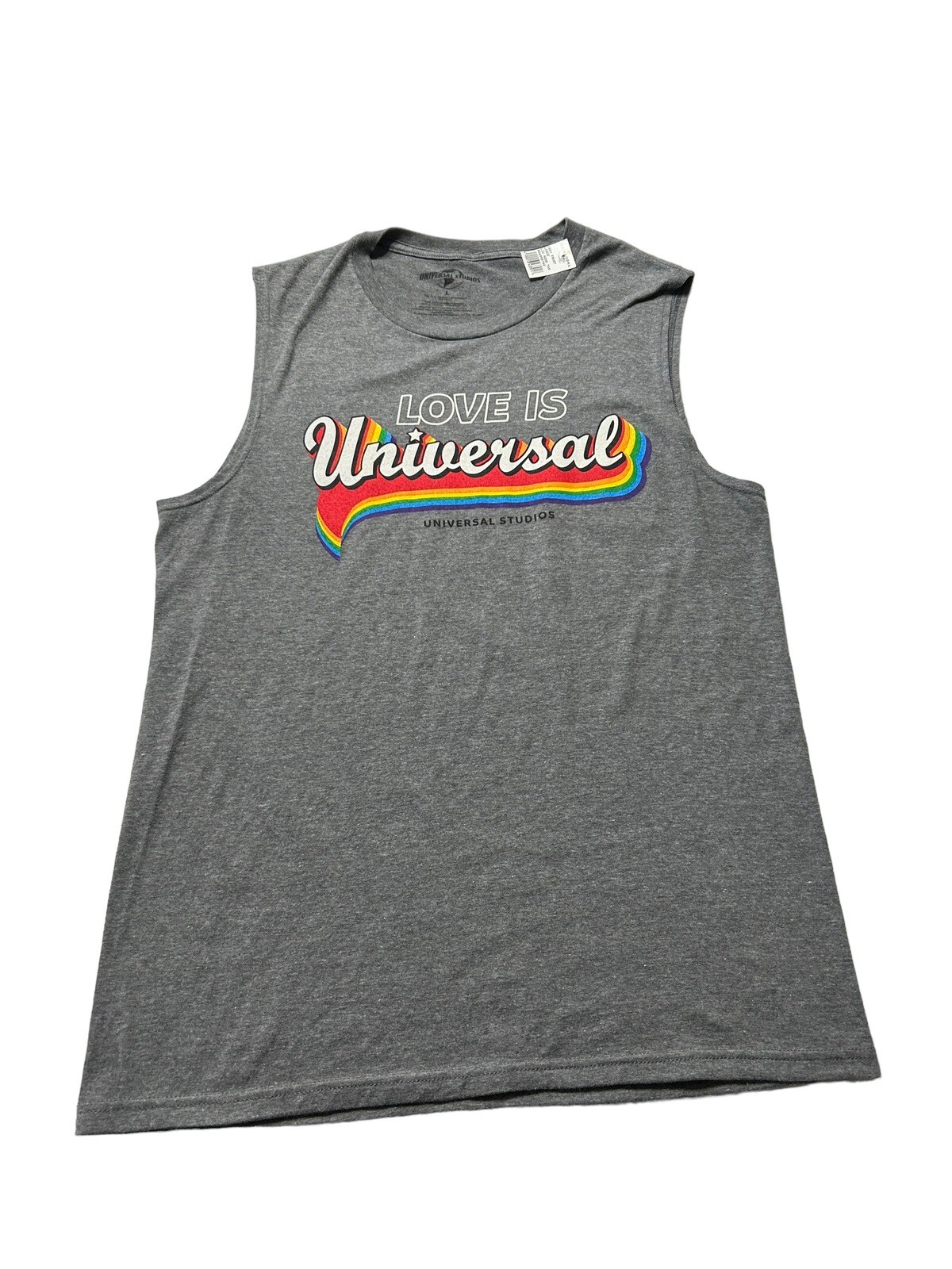 NEW Universal Studios Love Is Universal Pride Tank Top Grey Adult Unisex Large