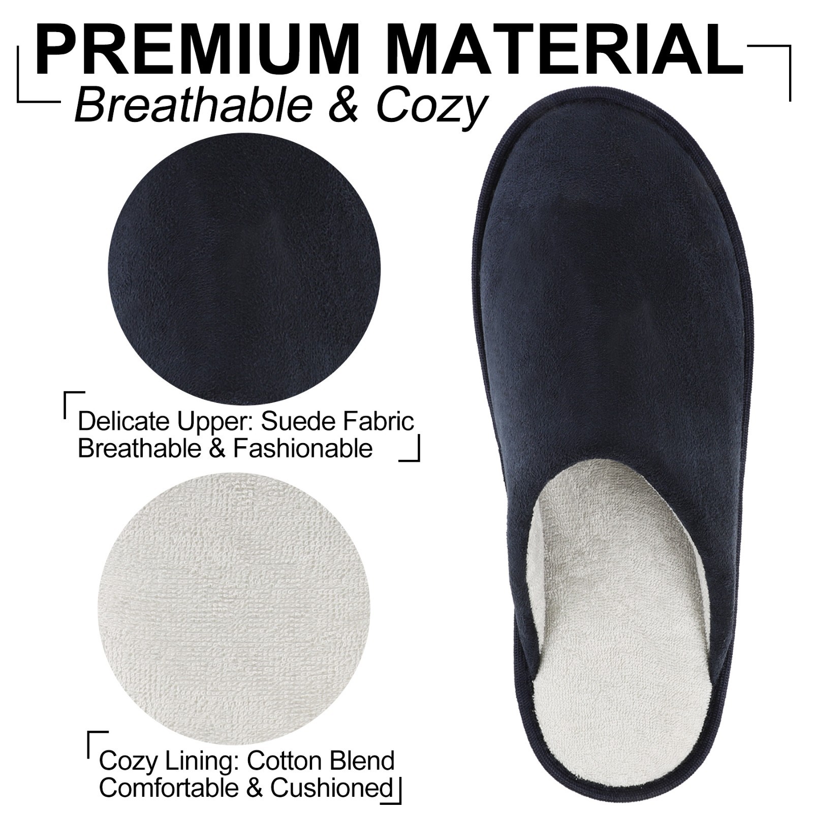 riemot Mens Slippers Lightweight Slip-On House Casual Indoor Bedroom Travel Slip