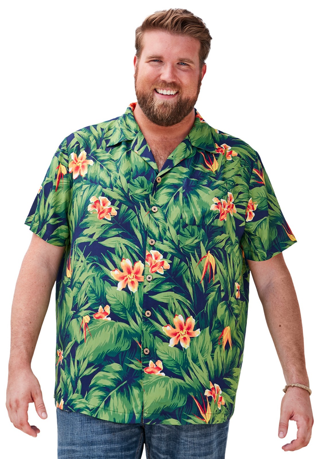 KingSize Printed Rayon Short-Sleeve Shirt