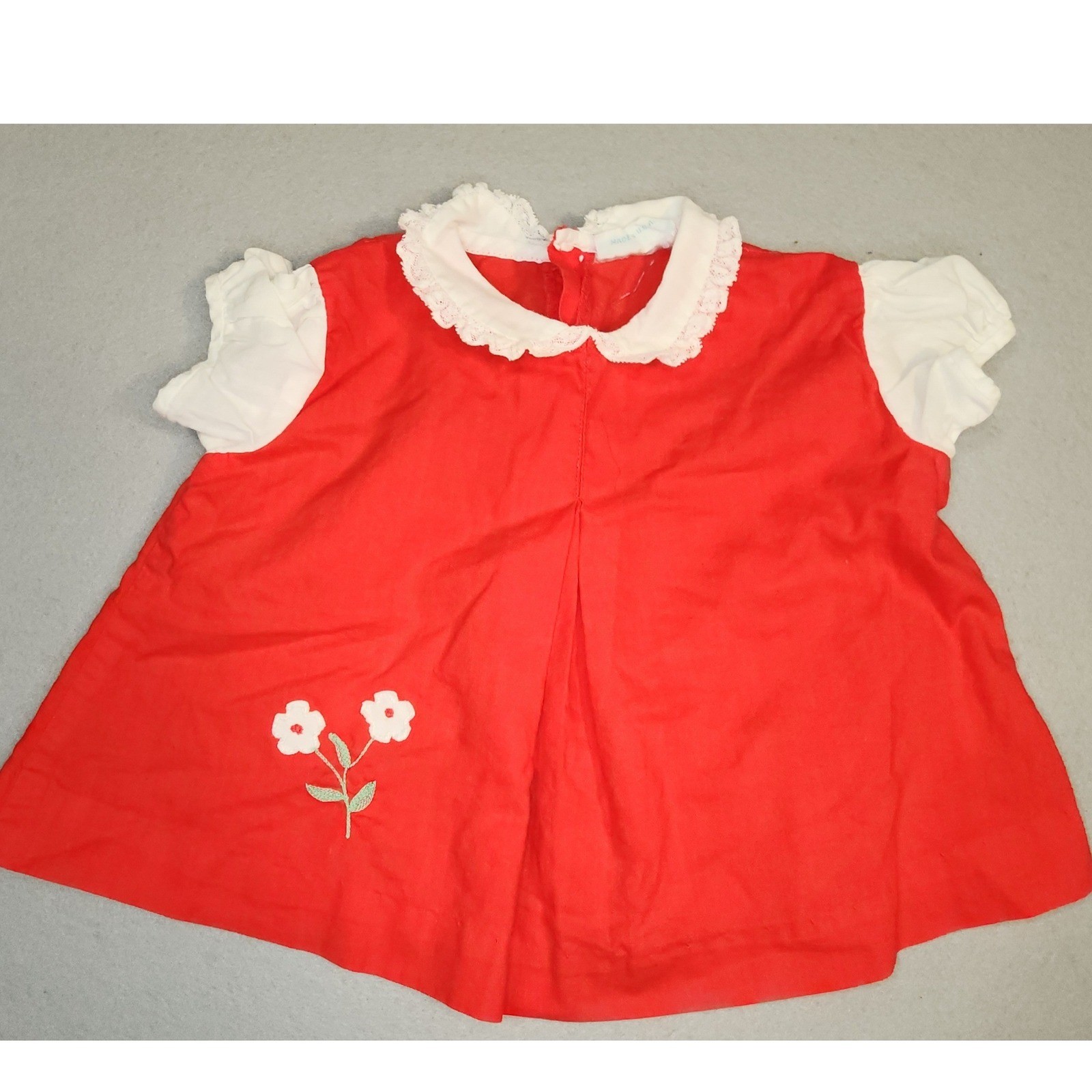 Nannette Vintage Dress Set Baby Red Excellent Floral Lace Peter Pan Collar