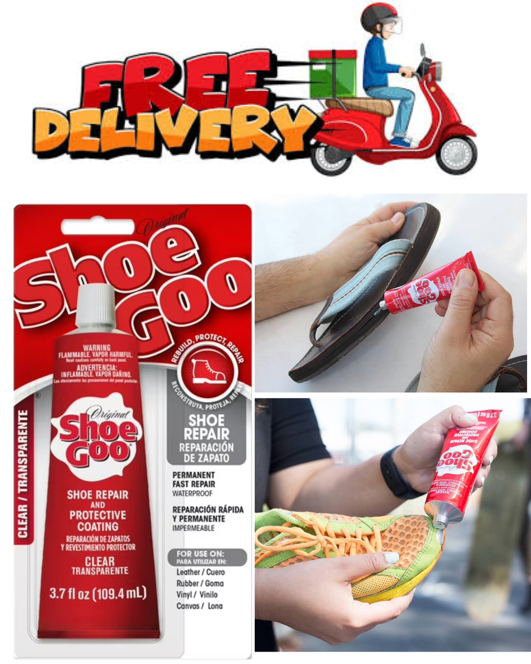 NEW Eclectic Shoe Goo Adhesive Glue, Shoe Repair, Clear, 110010, 3.7 fl. oz
