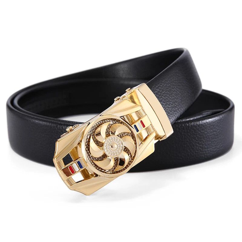 Genuine Leather Mens Ratchet Belt Belts For Men Adjustable Automatic Buckle