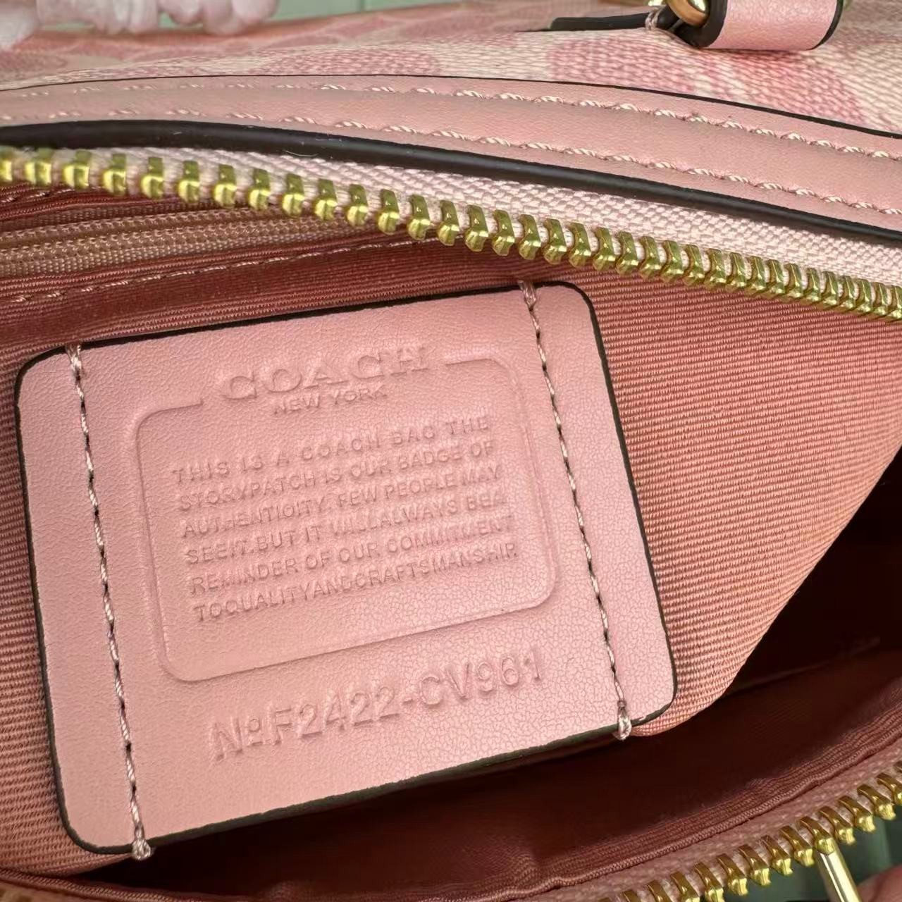 COACH Roan Satchel Bag Signature Canvas Powder Pink CV961 Outlet NEW
