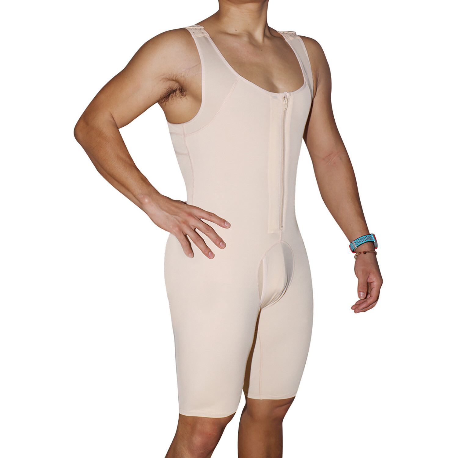Mens Shapewear Bodysuit Compression Tummy Control Full Body Shaper Slimming Suit