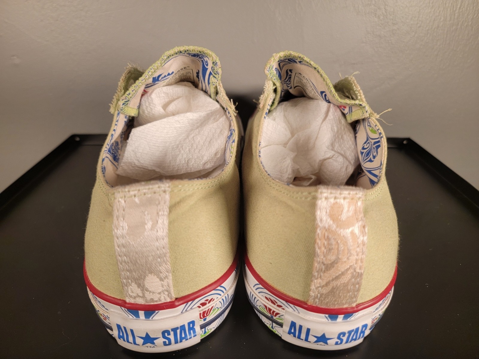 VTG 2006 Converse Chuck Taylor Slip On Apple Green Folk Art Foxing Men 12 NWOB
