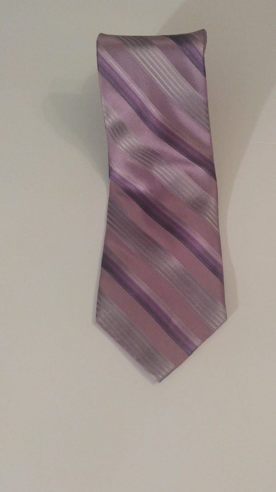 Bugatti Men’s Purple Lavender/Gray Striped Silk Tie Necktie – Lavender/ Gray