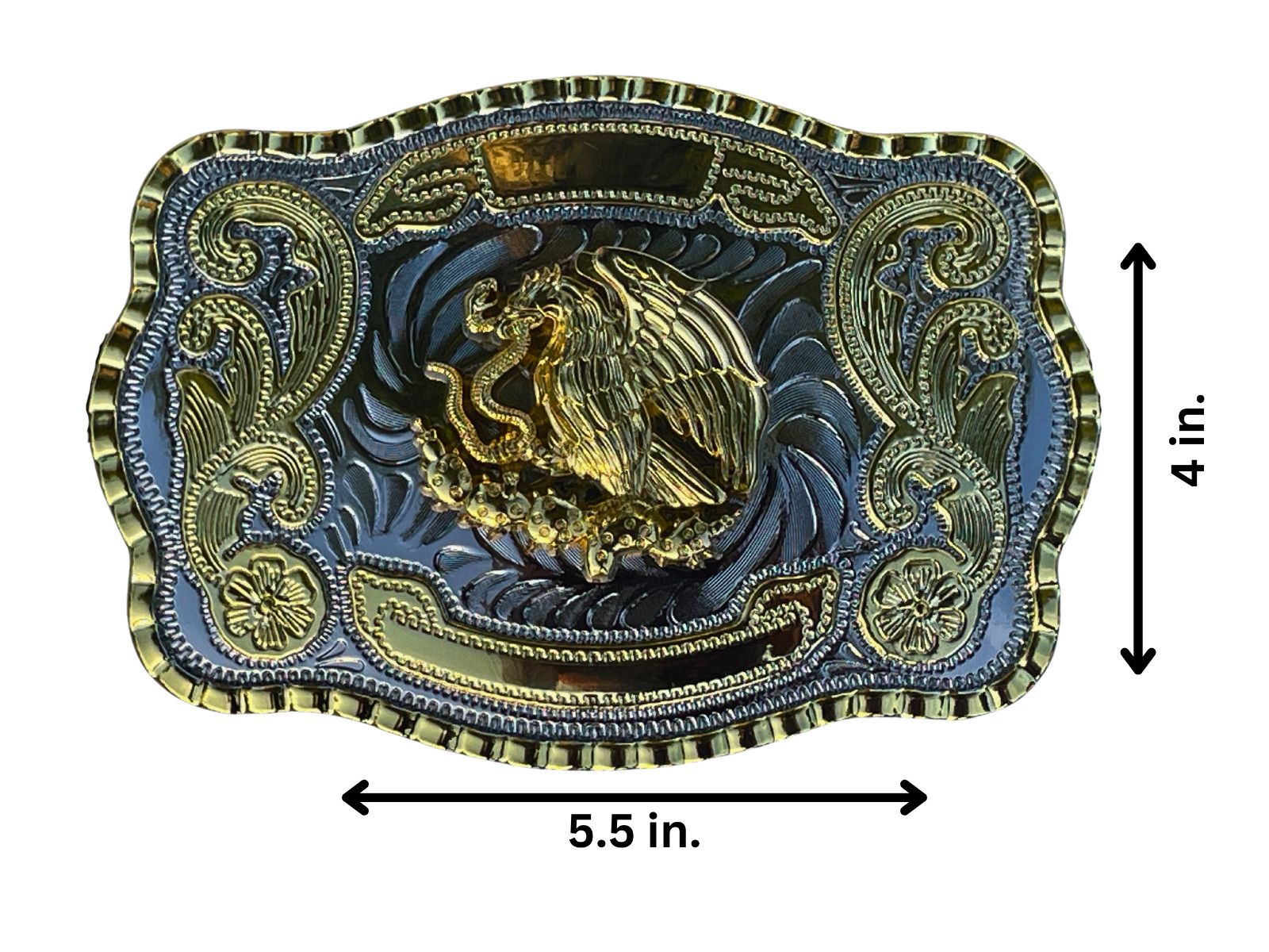Large Mexican Emblem Western Belt Buckle, Hebilla Mexicana