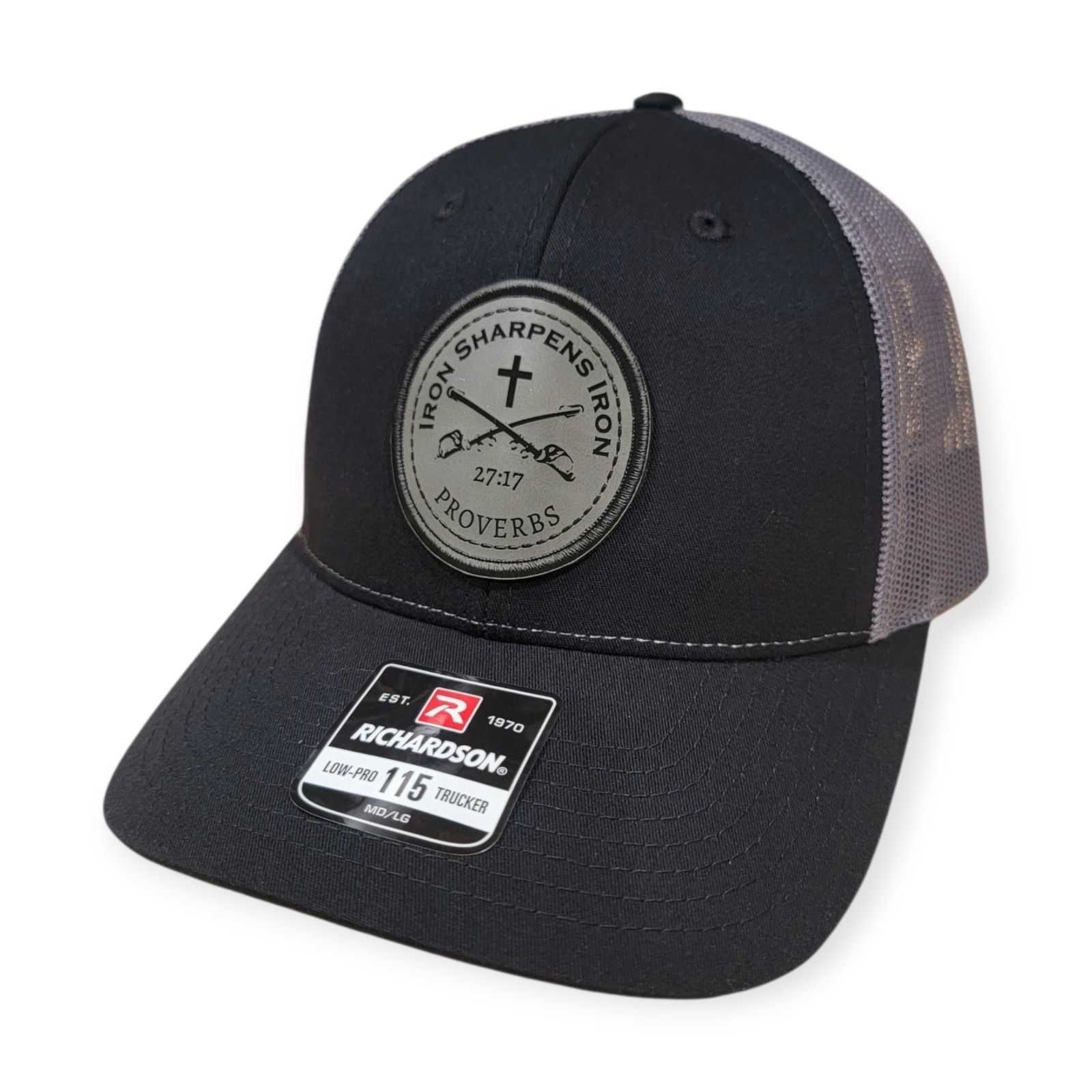 Richardson 115 Iron Sharpens Iron Christian Lo Pro Trucker Hat Black