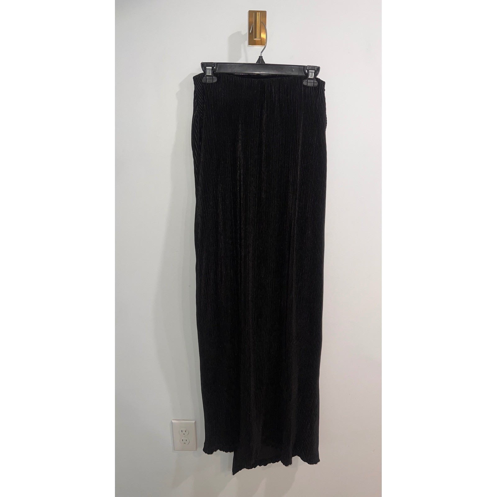 JLUXLABEL Black Velvet Sexy Corset Top & Metallic Pleated Maxi Skirt Set Medium