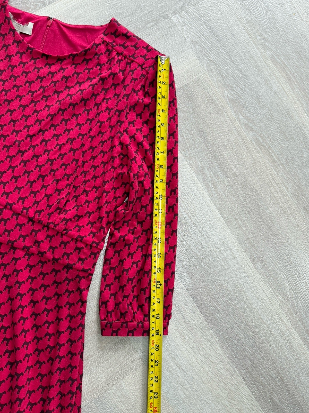 Hobbs Indi Jersey Dress in Berry Red/Black Dog Print UK14 RRP£89 NEW