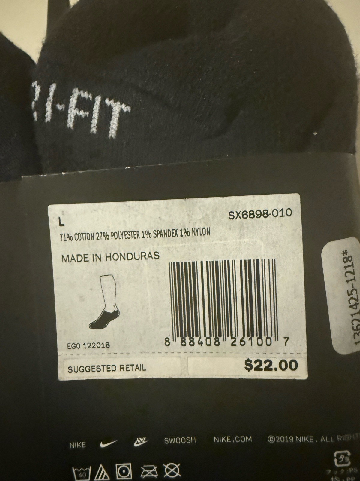 (SX6898 010) Nike Everyday Plus Cushioned 6 Pack No Show Socks sz L 8-12 A11
