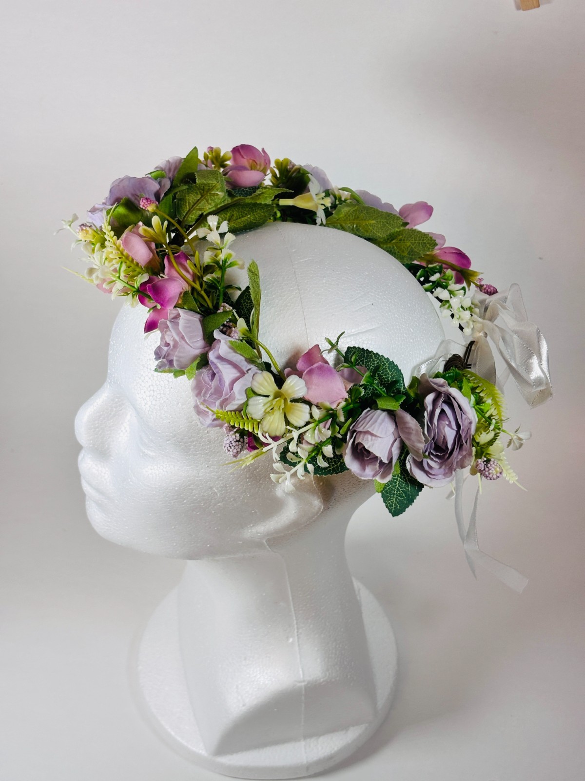 Pink Purple Flower Crown Wedding Quinceanera First Communion Boho Rose Head FH_F