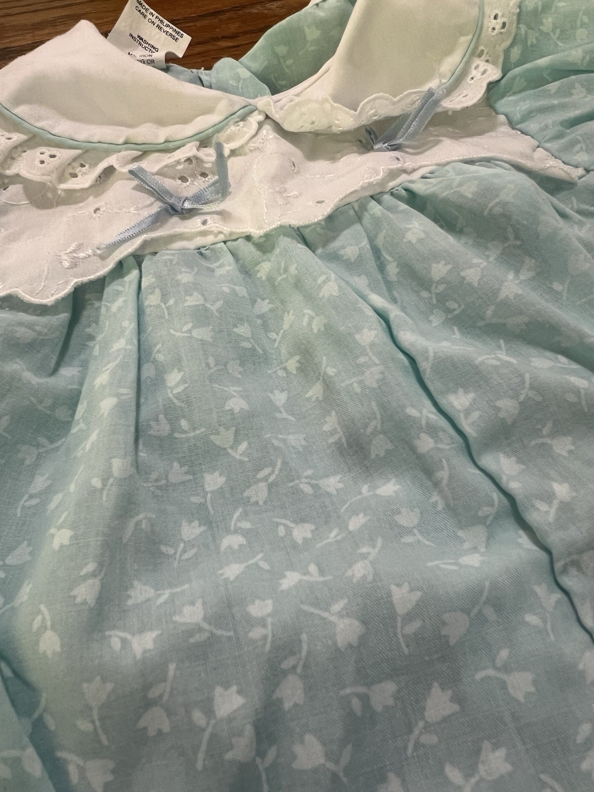 Vintage Cuties By Judy Baby Girl Bubble Romper Eyelet Lace Peter Pan Collar 3/6M
