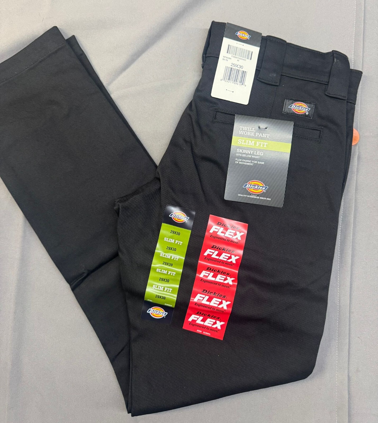 Dickies Men’s Slim Skinny Fit Twill Work Pant, Black