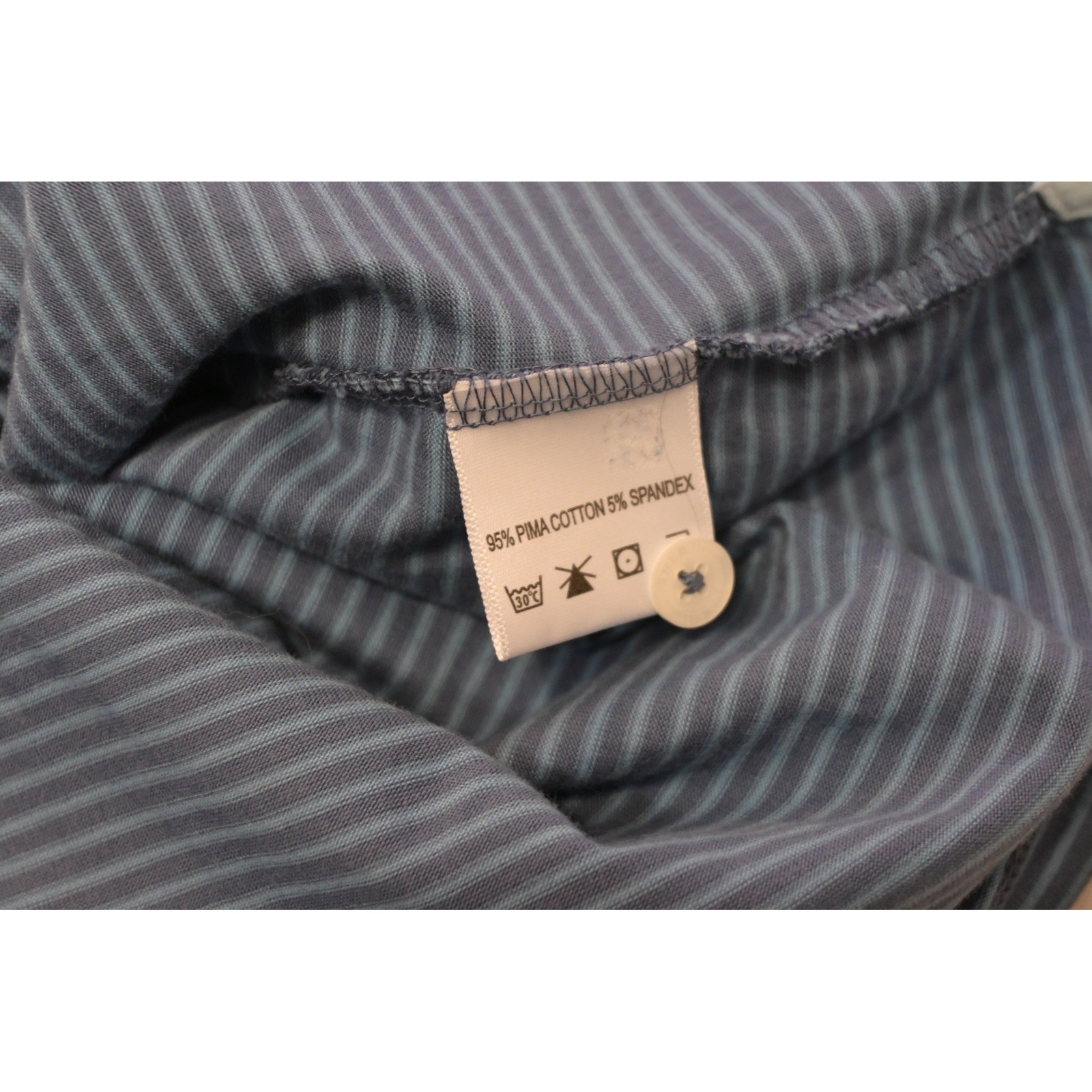 Fish Hippie Co Polo Shirt Mens Medium Blue Striped Pima Cotton Stretch Excellent