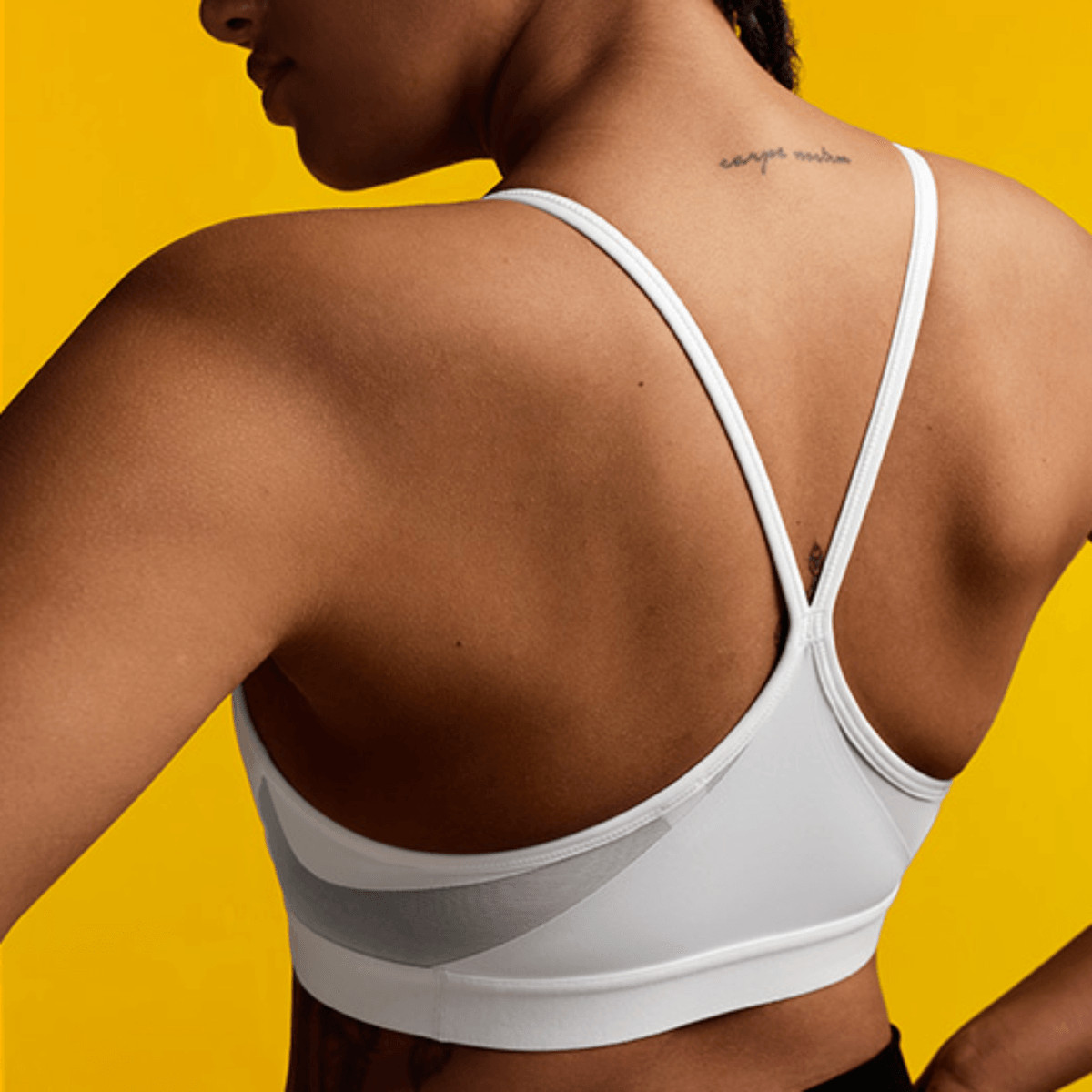 NIKE INDY V NECK WOMEN DRI-FIT LIGHT PADDED SPORTS TRAINING BRA WHITE#CZ4456-NWT