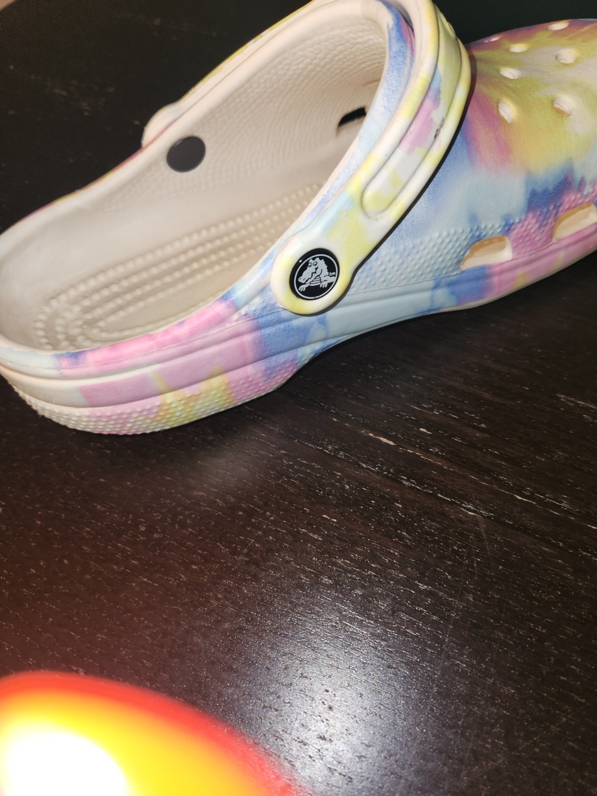 Crocs Classic Clog Unisex W- 8 M-6 Slip On Tie Dye Multicolor Logo Strap