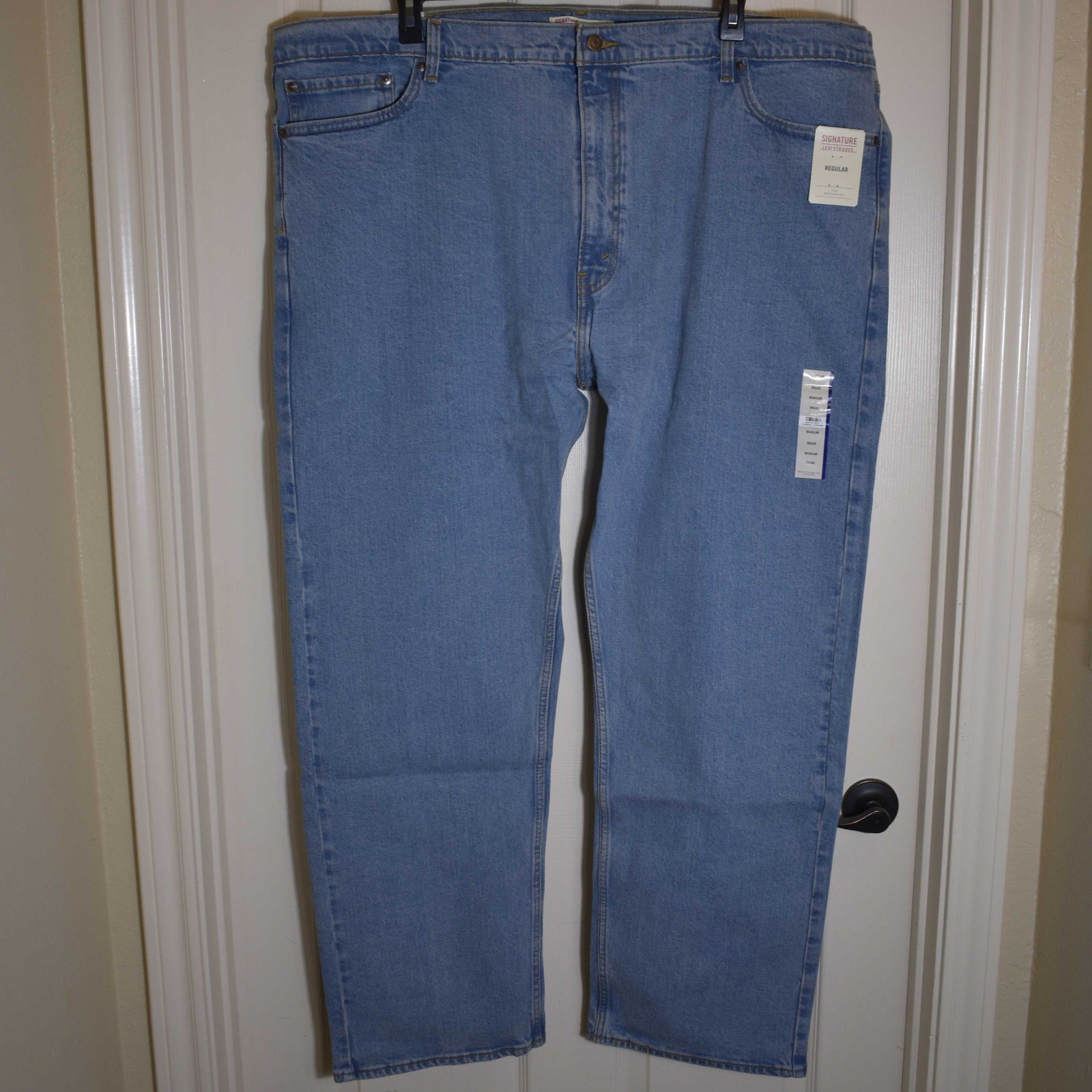 Levi Strauss Signature Regular Fit Jeans Big Tall Mens 50×32 Light Stonewash NWT