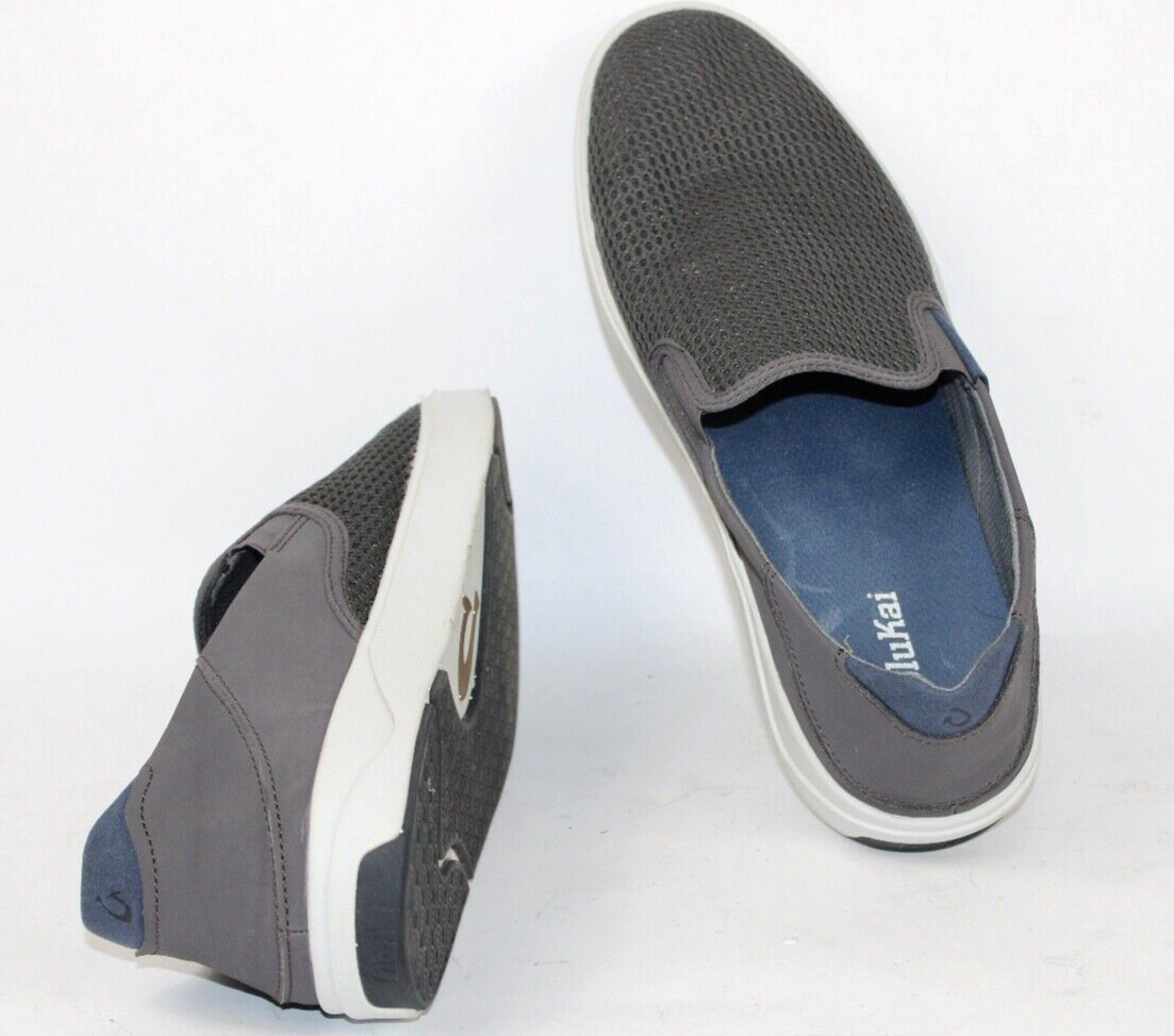 OluKai Lae’ahi Mens Size 12 Blue Depth Shoes Blue Mesh Slip On Sneakers EXC