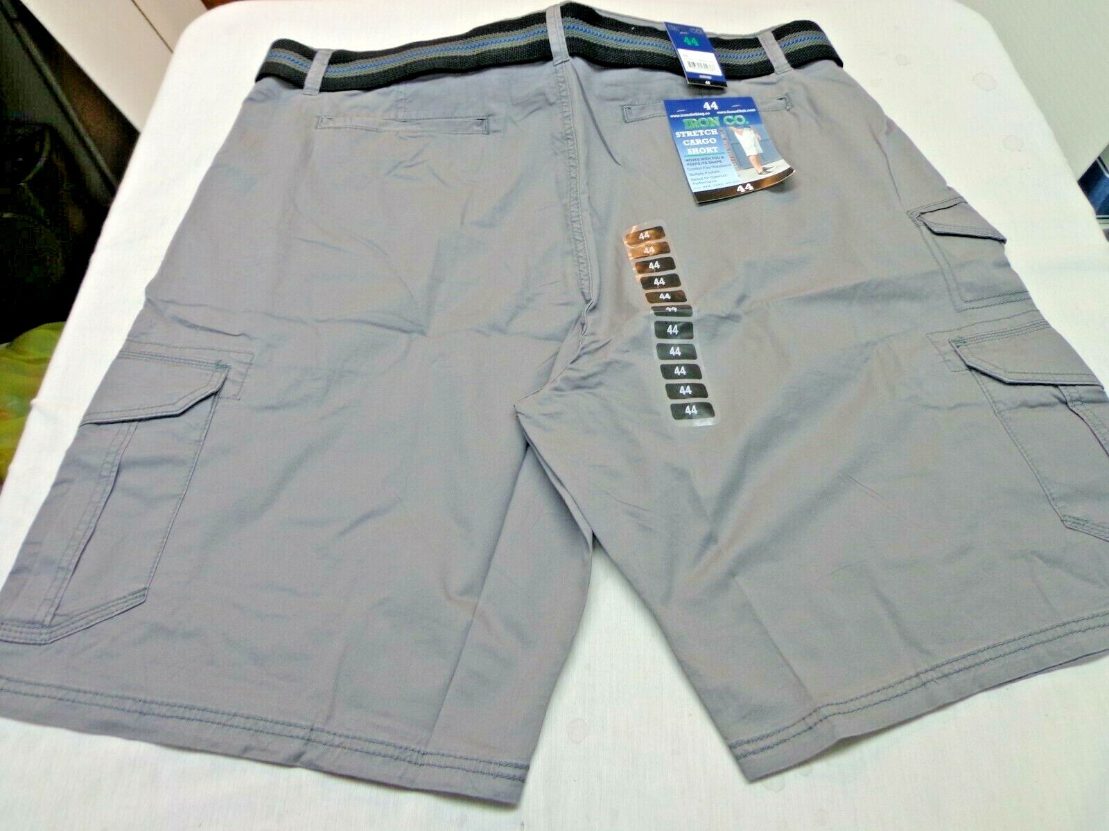 IRON CO. Stretch Cargo Belted Shorts French Gray Size 44 NEW