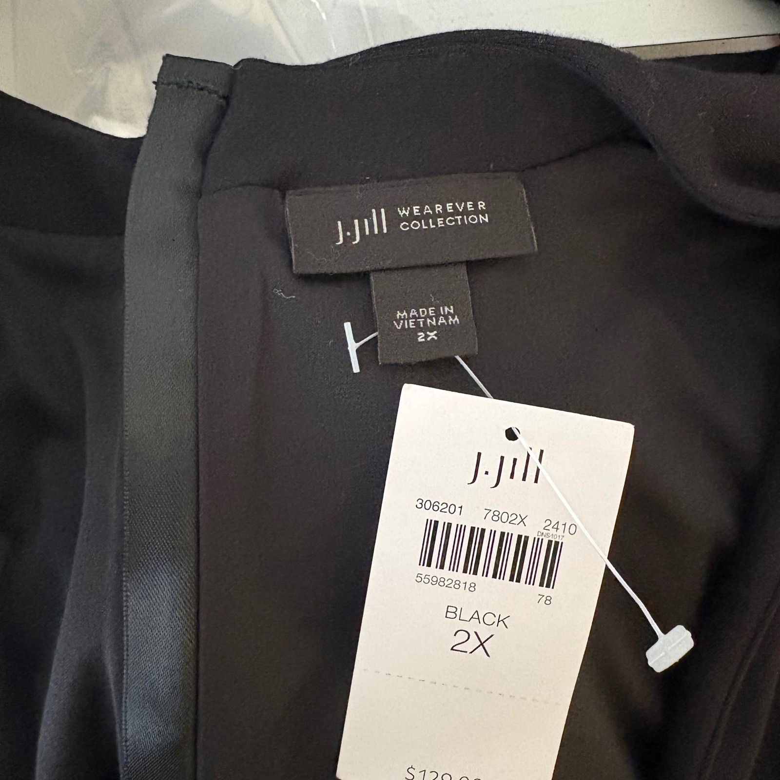 J.Jill Wearever Black Draped Wrap Midi Dress 2X 3/4 Sleeve Stretch Capsule