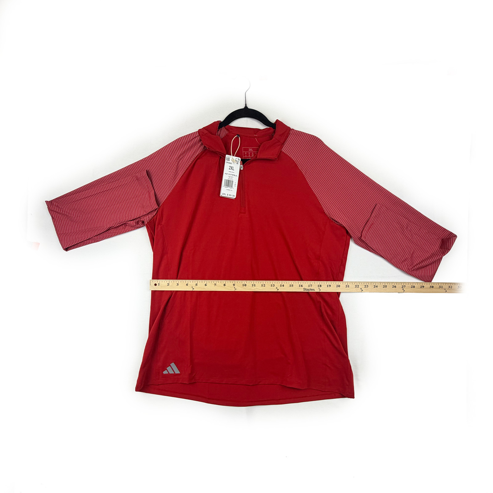 Adidas Women’s 2XL Golf Sweatshirt Red Striped 1/4 Zip Pullover NWT GR4685