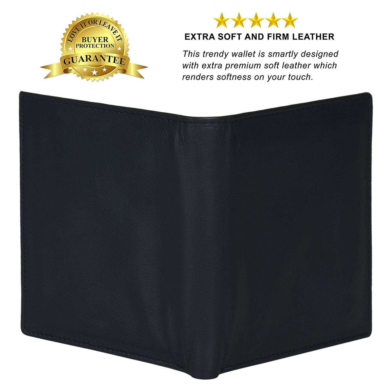 Leatherboss Mens Wallet Genuine Leather RFID Bifold Large Capacity Card Holder